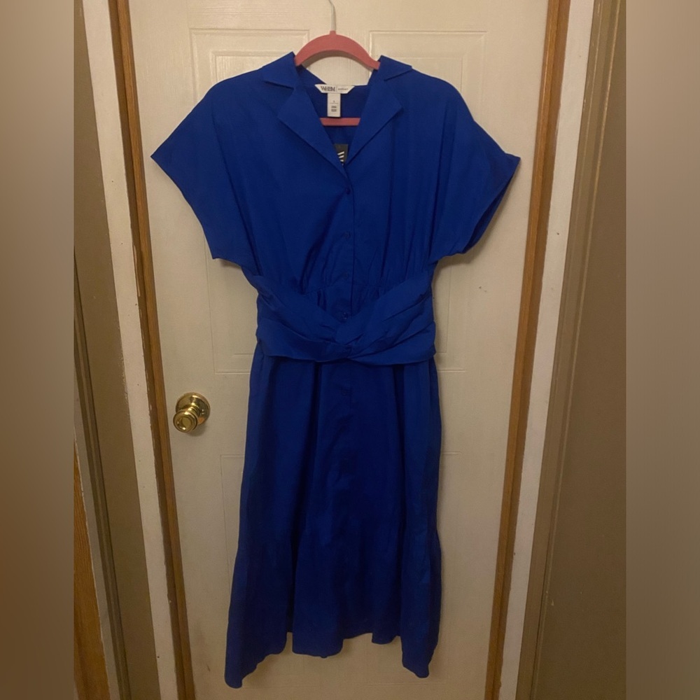 White House Black Market Cobalt Blue Midi Shirtwaist Dress